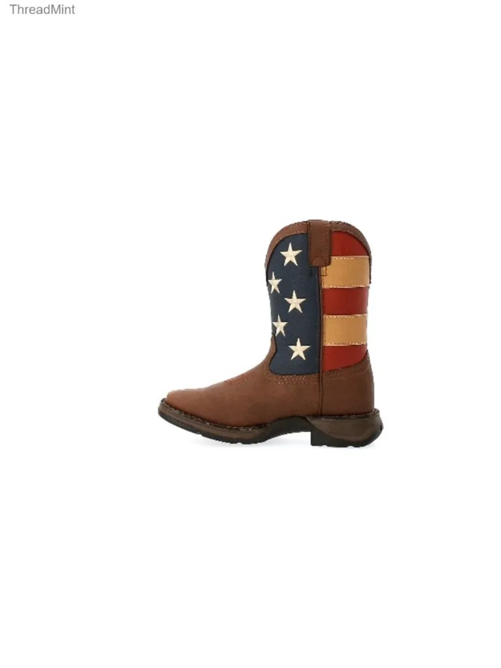 Kids Western Cowboy Boots Faux Leather Square Toe Pull-On